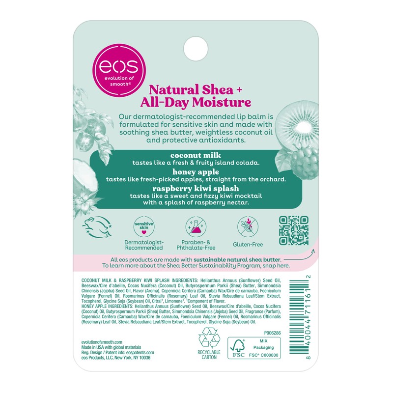 eos Natural Shea Lip Balm, Honey Apple, Coconut Milk &
