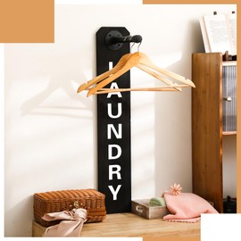 MorningRo Laundry Room Sign Decor Drying Rack Organization Laundry Room Wall Mounted Hanger Rack Farmhouse Swing Arm Rods Clothes Hooks(Black)