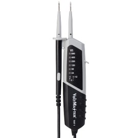 Voltmaster TVT 1 Two-Pole Voltage Tester CAT III 600 V with LED Display for DC and AC Voltages (Compact Design, One-Handed Operation, Voltage Range 12-690 V AC/DC), Black/Grey