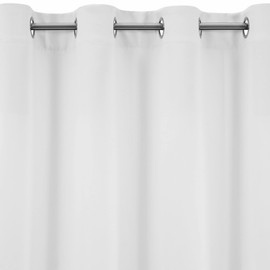 Eurofirany Logan Opaque Blackout Satin Curtain with Eyelets, 1 Item, Smooth, Plain Colour, Living Room, Bedroom, 140 x 175 cm, White