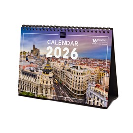Finocam - Desk Calendar 2026 Month to View January - December 2026 + Sept - Dec 2025 (4 Months) Reduced | Calendar 2026 | Pictures Madrid - International