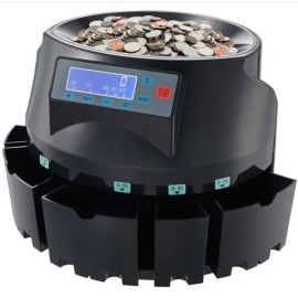 VEVOR FCJ Coin Sorter and Counter with Roller 300 Coins Per Minute LCD Display US Dollar Coin WrapperCoin Capacity: 300PCS