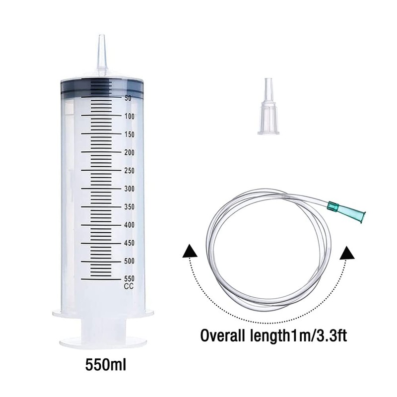 Gobesty Large Syringe with Hose, 550 ml Industrial Syringe, Plastic