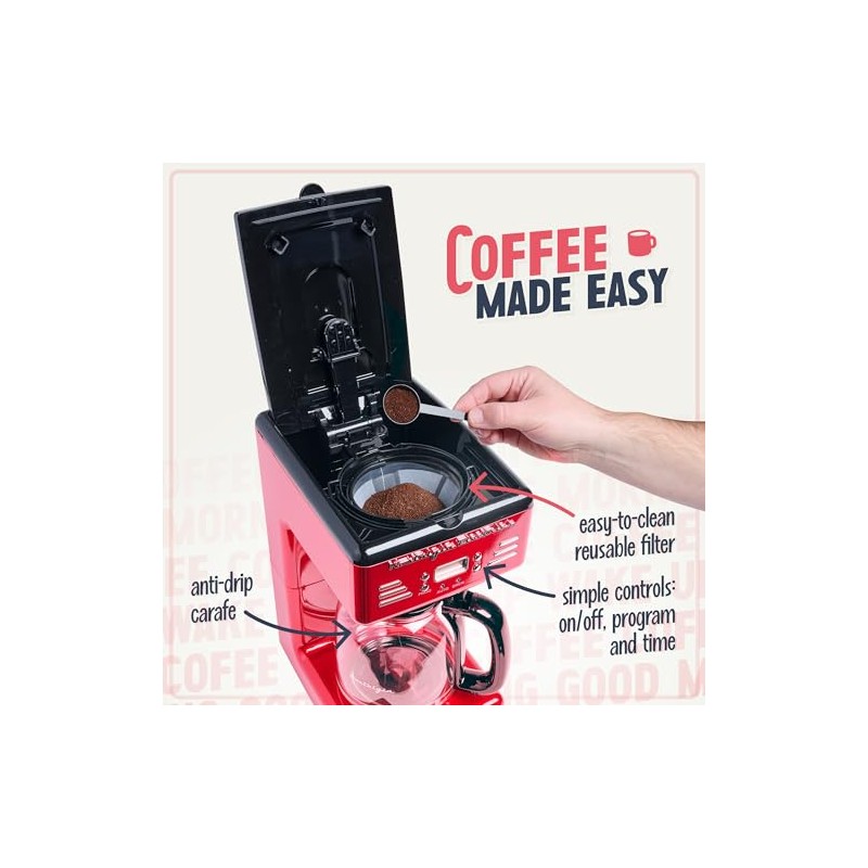 Nostalgia Retro 12-Cup Programmable Coffee Maker With LED Display, Automatic
