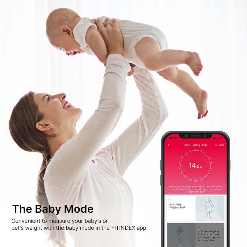 FITINDEX Scale with BMI, Body Fat, Muscle Mass, Smart Scale