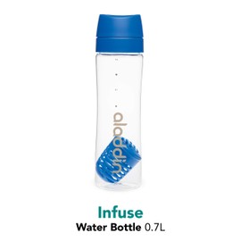 Aladdin Infuse Trinkflasche 0.7L Blau – Herausnehmbarer Einsatz - Doppelt Auslaufsicherer Deckel - Geruchs- und Fleckenfest - Wasserflasche BPA-Frei - Spülmaschinenfest