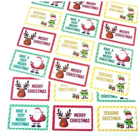 Merry, Happy Christmas Greeting Stickers, Colourful Self-Stick Labels for Cards, Envelopes, Craft, Decoration