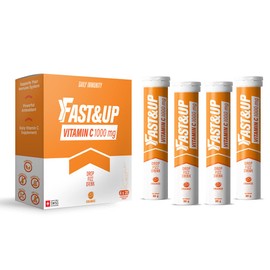 Fast&Up Vitamin C 1000 mg - High Strength - 80 Effervescent Tablets (4 x 20) - Helps Build Strong Immune System - One Daily - Orange Flavour