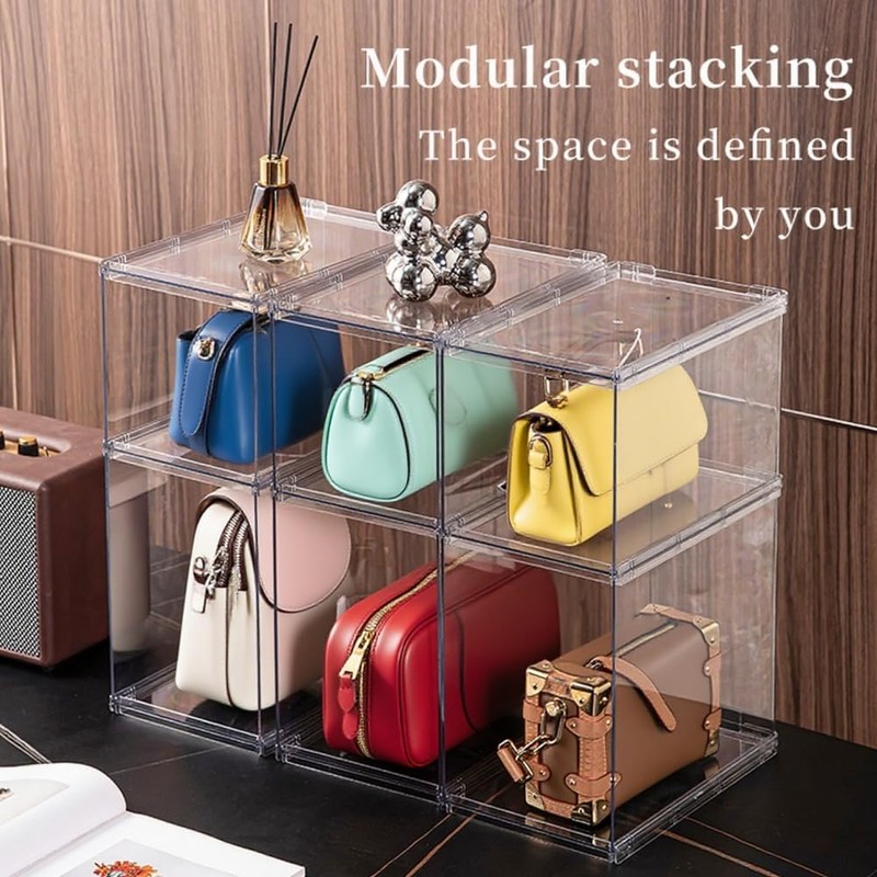 3Pack Purse Organizer for Closet,Clear Acrylic Display Case for Handbag