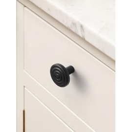 SORWDUERM 2 Pack Schwarz Schrank Knöpfe Satin Nickel Küche solide Runde Kommode Schublade Knöpfe einfache Kabinett Hardware für Schrank Schublade zieht Zinklegierung