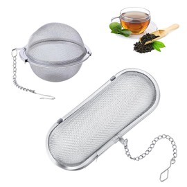 Pack of 2 Spice Strainer for Cooking, Tea Strainer for Loose Tea, Tea Strainer Stainless Steel, Spice Ball with Chain Spice Strainer, 11 cm Tea Infuser for Loose Tea, Coffee, Rose, Spices and Herbs