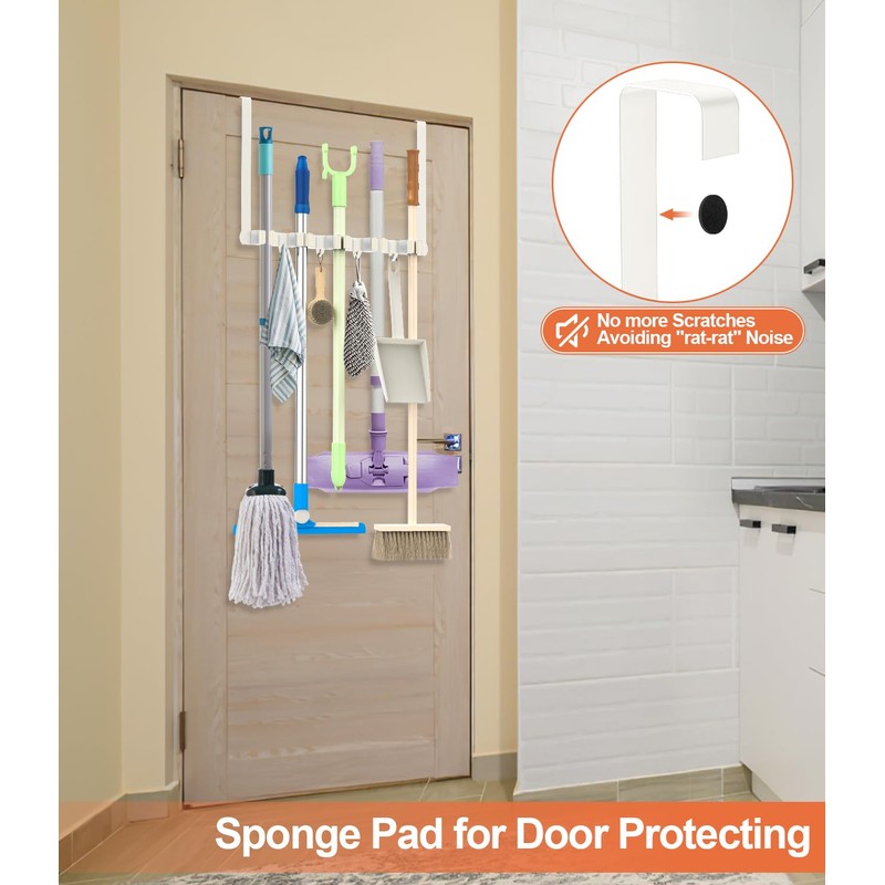 Broom Holder Over The Door Drilling Free Mop and Broom