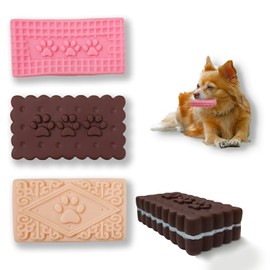 MIIXUER 3 Pack Chew Toys for Dogs, Cute Squeaky Toys for Small to Medium Breed, Soft Durable Interactive Chew Toy for Dogs - Square Cookies