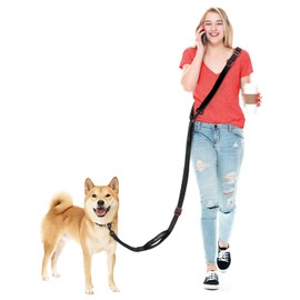 Hands Free Dog Leash for All Shapes,6.5-9.8ft Dual Adjustable Dog Leash,Crossbody Dog Leash with Padded Handle for Dog Walking,Large Dog,40-120LBS,Black