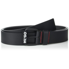 HUGO Bold Logo Buffalo Leather Belt, Black Currant, 38