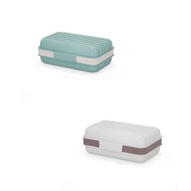 2Pcs Plastic Soap Dish, Soap Dish with Lid, Travel Soap Container with Lid, Bathroom Soap Holder,Soap Container. Suitable for Bathroom, Shower, Outdoor Hiking Camping(Gray+Fog Blue).