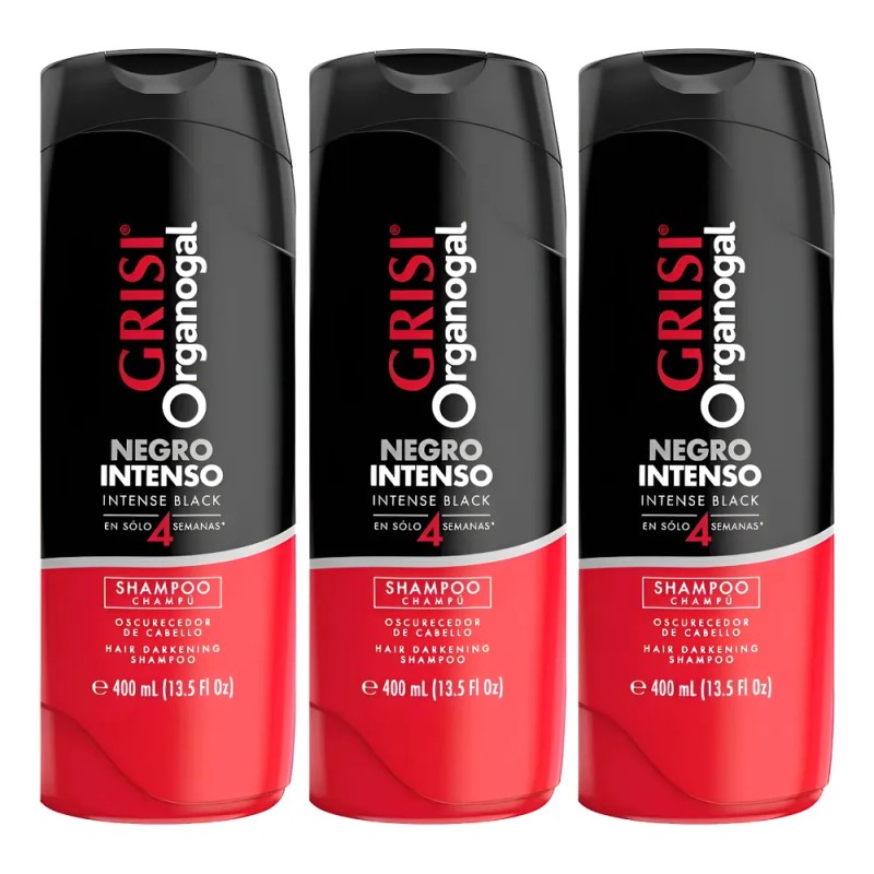 Kit 3 Shampoo Organogal Negro Intenso Oscurecedor 400ml