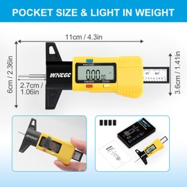 WNCGC Tire Tread Depth Gauge, 3 Modes Digital Tire Depth Gauge-Fractional Inch, Decimal Inch and Millimeter for Motorcycles, Cars, Trucks, Vans, SUV - Yellow