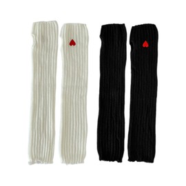CHROMACRAFT 2 Pairs of Knitted Gloves, Arm Warmers, Long Fingerless Gloves, Cute and Cute Gloves, Clothing Accessories, black, M