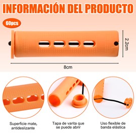 60 Piezas Rollo de Permanente de Cabello Natural, Palo de Permanente de Pelo Largo y Corto, Plástico de Palo de Permanente de Ola Fría, Herramienta de Permanente, Herramienta de Peluquería Doméstica (Naranja)
