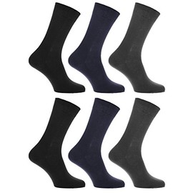 Mens plain 100% cotton socks (Pack of 6) (Mens 6-11) (Design 4)