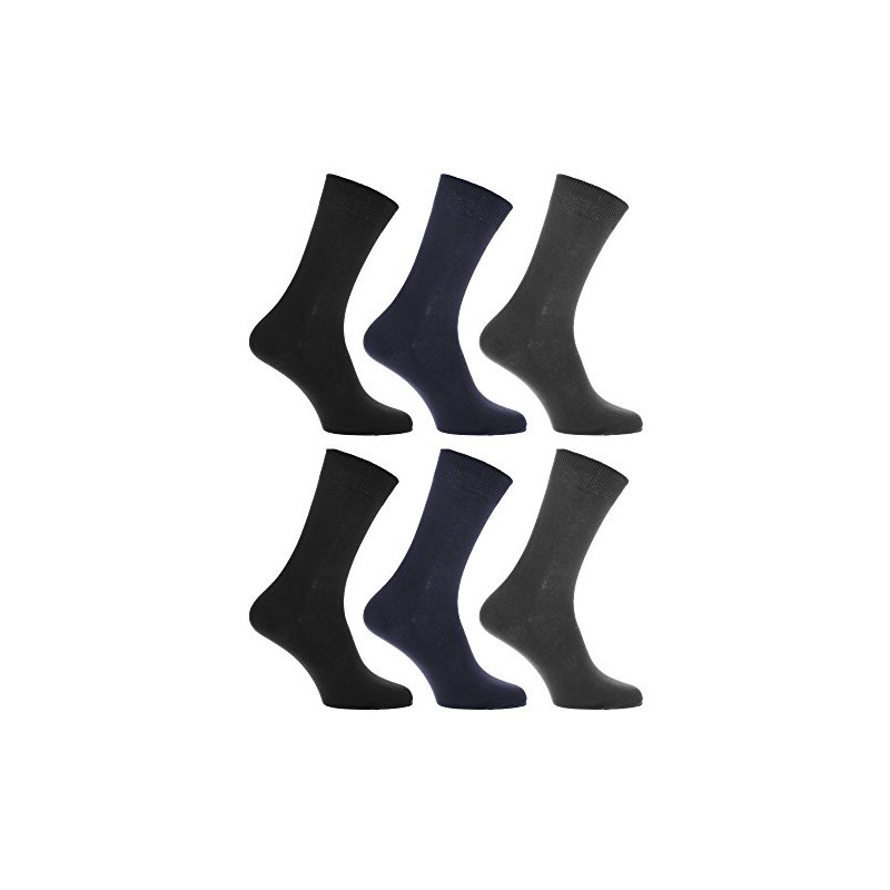 Mens plain 100% cotton socks (Pack of 6) (Mens 6-11)