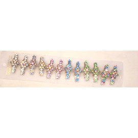 All Imported Set of Six Multicolor Simulated Jewels Crystals Rhinestones Hairclip for Women and Teens