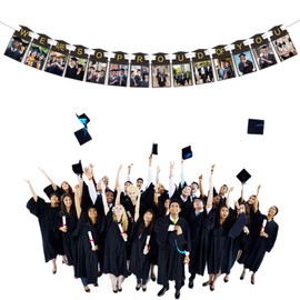 CZAYEFNH Graduation Banner 2025 - Graduation Decoration Banner with Photo Display, Premium Quality Cardboard, Adjustable Design, 1 Piece, Black