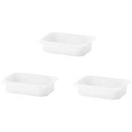 Ikea 800.892.39 Pack of 3 TROFAST Storage Boxes, White; 16.5" x 11.75" x 4 ", Stackable, Compatible with Trofast Frames and Lids, Made of Polypropelene