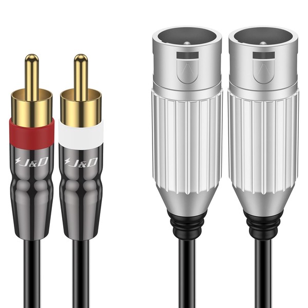 J&D 2 RCA to 2 XLR Male Cable, Unbalanced Dual