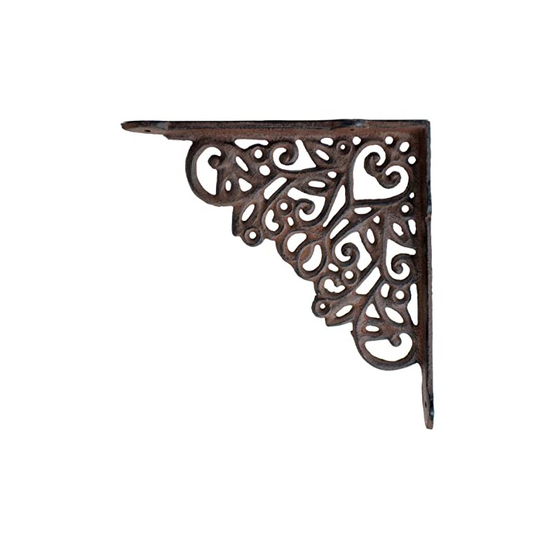 Decorative Shelf Bracket Ornate Heart Brace Rust Brown Cast Iron