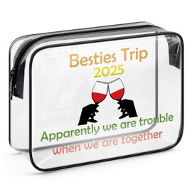 Besties Trip Gifts Travel Makeup Bag Girls Weekend Gift Funny Friendship Gift for Her Women Clear Toiletry Bag 2025 Travel Trip Gift for Friends Bestie Sister BFF Graduation Birthday Gift Cosmetic Bag