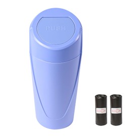 Hovom Mini Car Trash Can with Lid, Portable Garbage Can for Auto, Leakproof Cup Holder Automotive Garbage Bin with 2 Rolls of Trash Bags, Small Trash Storage Can for Car Home Office (Dark Blue)