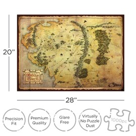 AQUARIUS The Hobbit Map Puzzle (Rompecabezas de 1000 Piezas) – Sin deslumbramiento, Ajuste de precisión, con Licencia Oficial de The Hobbit Merchandise & Collectibles – 20 x 28 Pulgadas