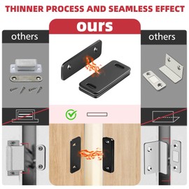 Loomdeo Ultra-Thin Magnetic Cabinet Door Catch - Strong Adhesion & No-Gap Closure,Let Ultra-Thin Magnets Keep Your Cabinet Doors Closed (Black 8pcs)