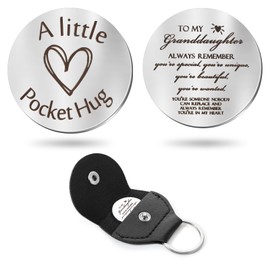 Sureio Pocket Hug Token Gift Long Distance Relationship Keepsake Inspirational Gift Keychain Christmas(to Granddaughter)