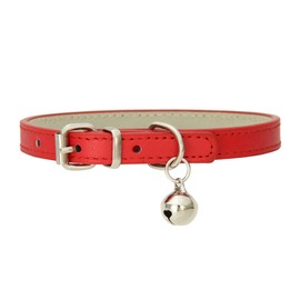 Aosora Cat Collar with Bells Cute for Boy Cats, Girl Cats Leather Cat Collars Accessories for Pet Collars Adjustable for Cat(Red)