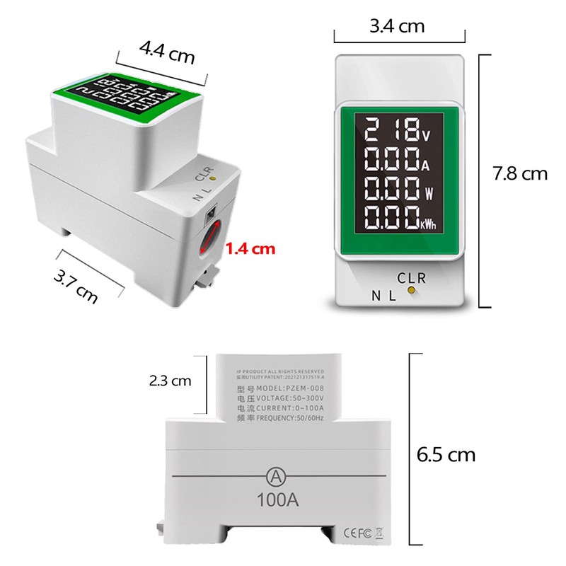 SiRyder Digital Ammeter AC50-300V Railway Watts Meter with LCD Display
