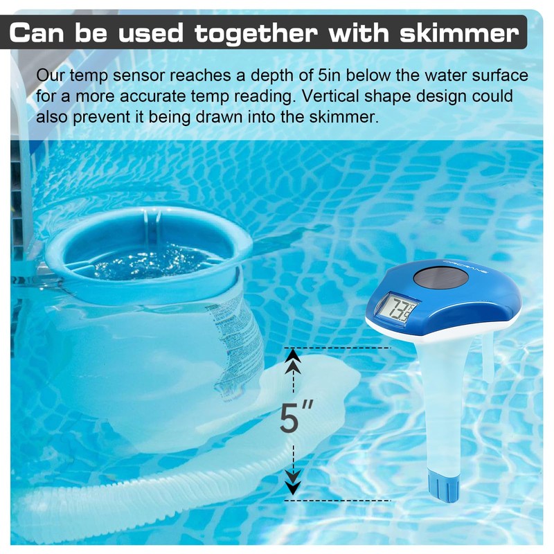 Circrane Solar Digital Pool & Spa Thermometer, Weather Resistant Floating