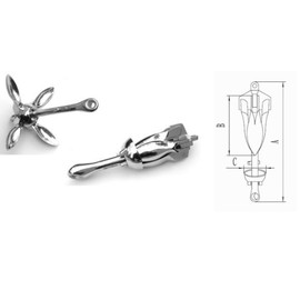 Marine Grade Stainless Steel Folding Grapnel Anchor 15 lb