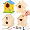 4 Pack Wooden DIY Birdhouse Kit, Art Craft Painting Kit