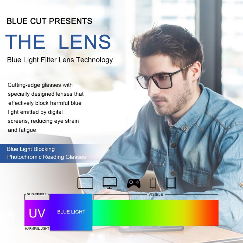 YIMI Photochromic Blue Light Blocking Glasses UV Protection Anti Eyestrain