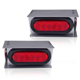 PIT66 Trailer tail Light 2Pack Steel Boxes Housing Kit w/6Inch Oval Red LED Trailer Tail Lights 2 Inch Round Red LED Side Marker Lights Tow Lights Rear Lamp Assembly Tail Lights Taillight