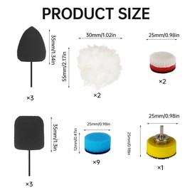 vsshe Polishing Sponge Set 25 mm Mini Polishing Pads 20 Pieces Mini Polishing Attachment Cordless Screwdriver Detail Polishing Set Polishing Sponge with Sponge for Small Surfaces Car Grinding