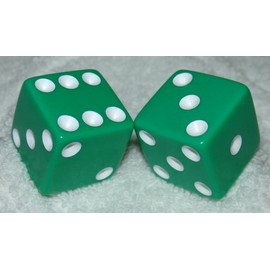 1" Huge Green Opaque Dice Pair