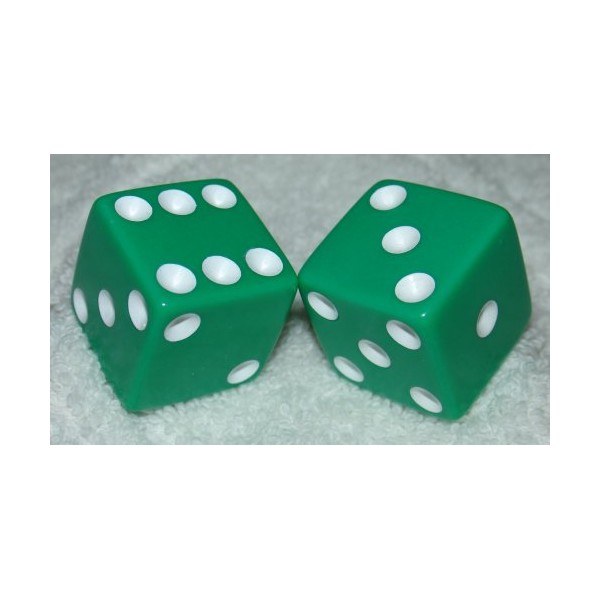 1" Huge Green Opaque Dice Pair