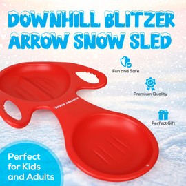 Slippery Racer Downhill Blitzer Arrow Snow Sled. (RED)
