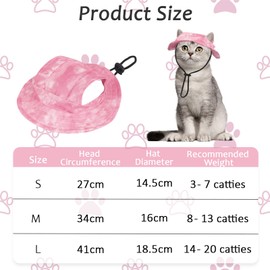 Niuoppy Dog Sun Hat with Ear Holes, Adjustable Summer Sun Protection Hat for Dogs, Dog Baseball Cap for Pupies Small Dogs Cats (Pink, M)