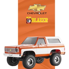EAZYRC X FMS 1/24 Chevy K5 Blazer 1976s RC Truck RTR Orange, with Lisense RC Crawler, 4WD 5Km+ 2-Speed Transmission RC Car Off-Road Vehicle with 2.4 Ghz Radio, Battery, LED Light and USB Charger