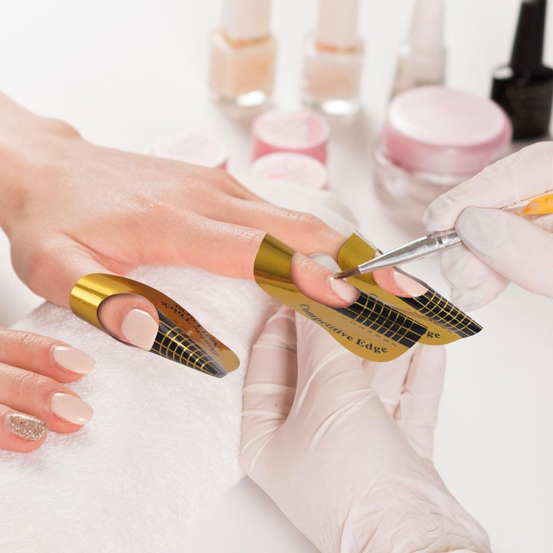 100 Pcs Nail Forms for Acrylic, Gold Horseshoe Nail Extension